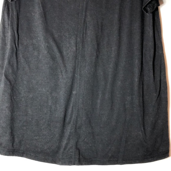 Love riche black long tunic short sleeve shirt top T-shirt seam front printed M - Picture 4 of 7